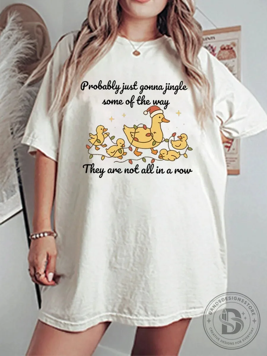 Funny Christmas Duck Jingle All The Way Holiday Oversized T-Shirt